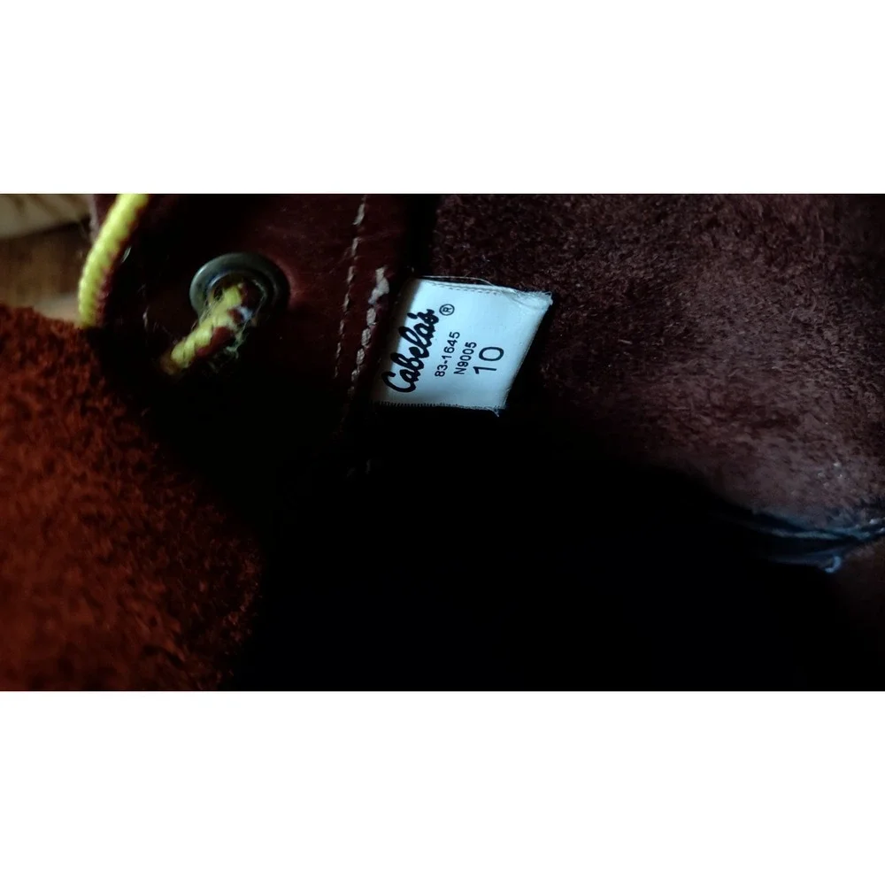 Cabelas Mens Duck Boots Size 10 Brown Leather Rubber Steel Shank Rain Snow Boots